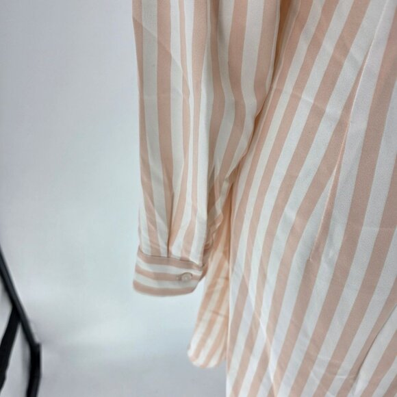 Alex Marie Womens Striped Wrap Shirt Dress Size 6 Pink & White Long Sleeve Polye - Picture 10 of 11